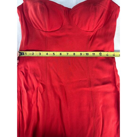 J Crew Women's sz 0 Crepe Bustier Poppy Red Dress Side Slit Night Out Date Night - Picture 8 of 12